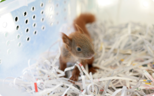 A close-up photo of a baby squirrel